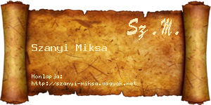 Szanyi Miksa névjegykártya